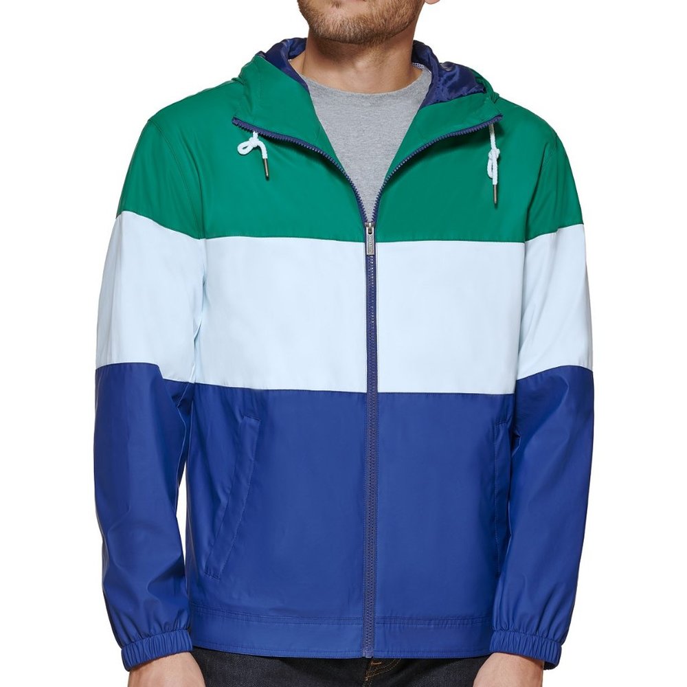 Club Room Men's Ivory Rubberized Lightweight Hooded Rain Jacket, XL